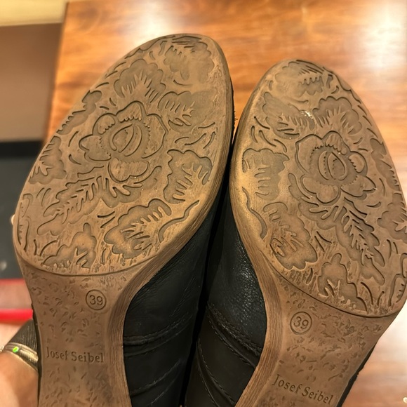 Josef Seibel Bonnie Ankle Boot 39 8 1/2 Booties Black Leather 3” Chunky Heel - Picture 11 of 14